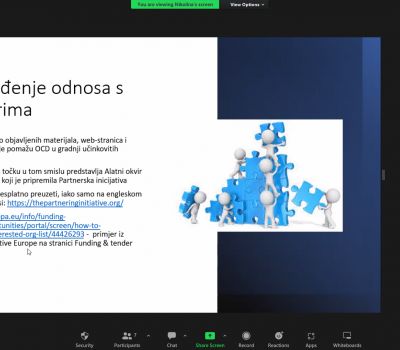 Završeno formalno obrazovanje na temu Prikupljanje sredstava i zakonodavnog okvira za OCD-ove